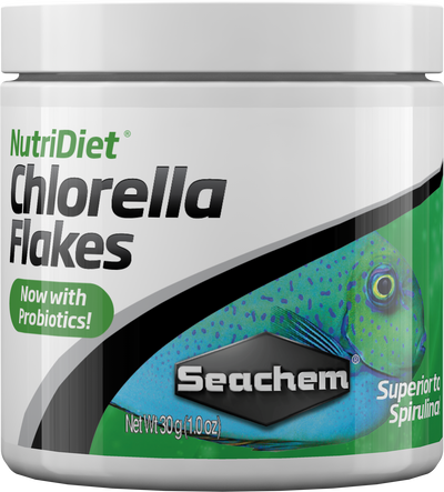 Seachem NutriDiet Chlorella Flakes with Probiotics 30g jar - bulk size algae fish food labeled superior to spirulina
