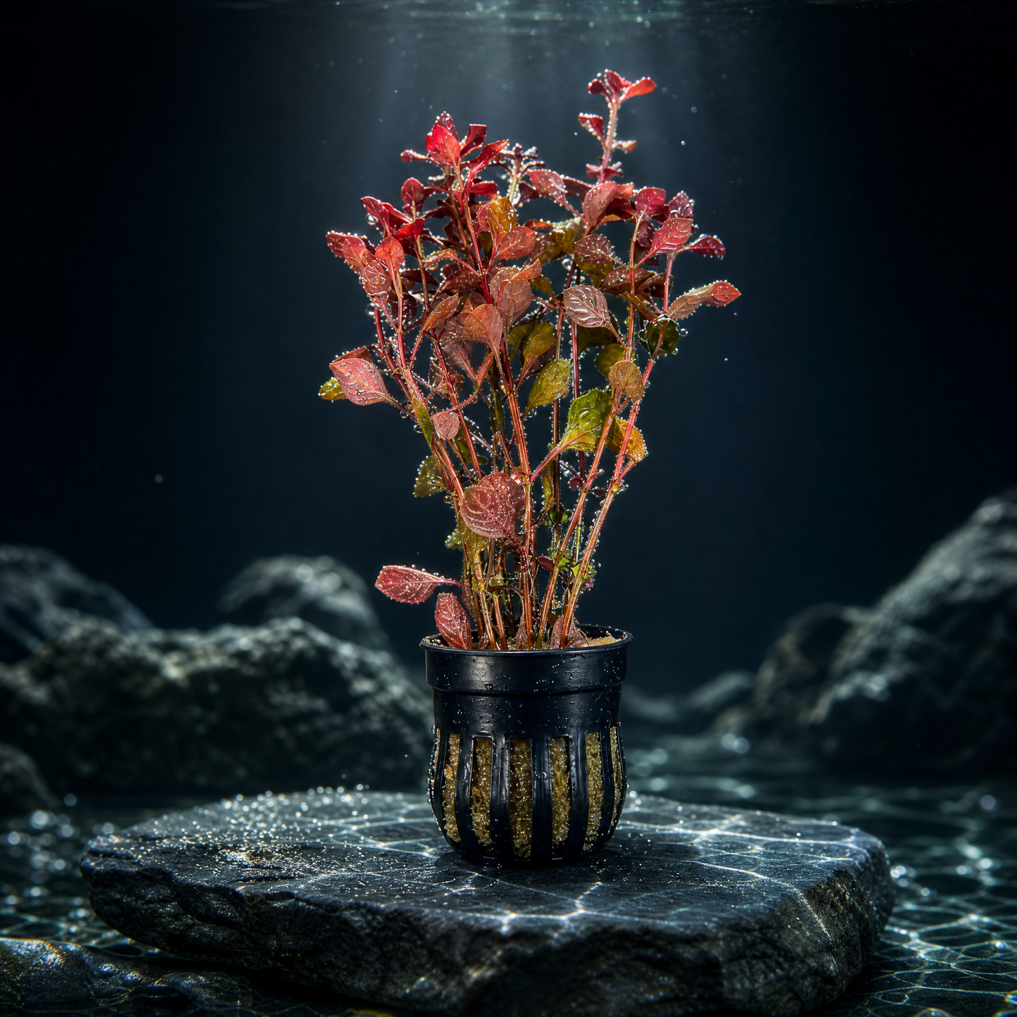 Ludwigia Super Red Mini potted live freshwater plant with compact crimson red leaves