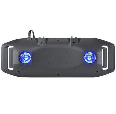 Kessil AP9X reef light top view showing dual Dense Matrix LED arrays lit blue