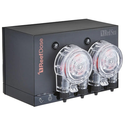 Red Sea Reef Dose dosing device with three clear nozzles on a white background