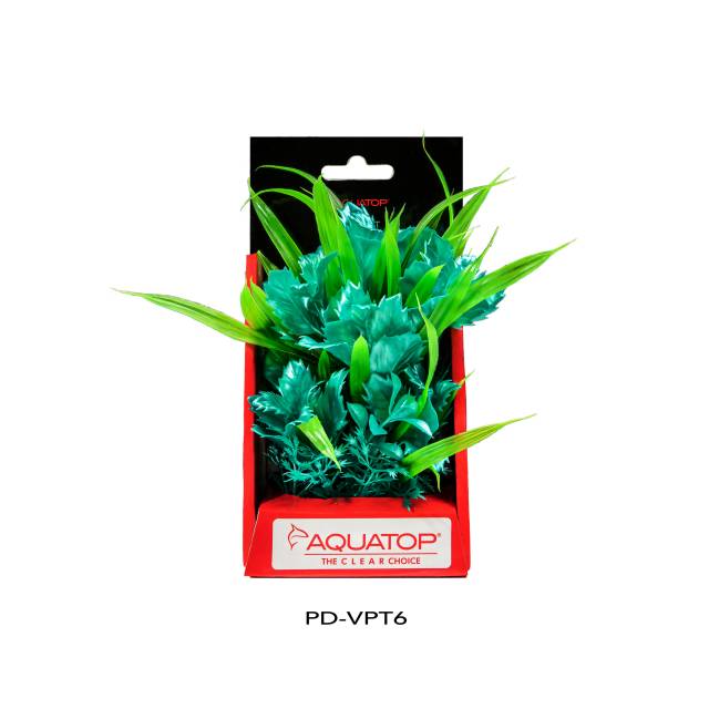Aquatop Vibrant Passion Turquoise 6 inch artificial aquarium plant in its package