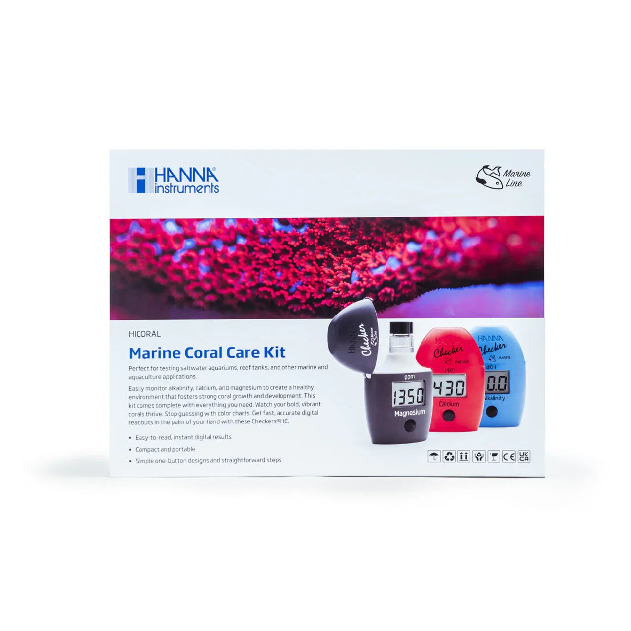 Hanna Instruments CORAL | Marine Coral Care Kit – Reef Aquarium Test Set | Saltwater - Squeaky's Aquatics