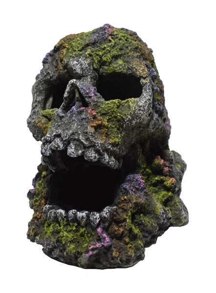 Hikari Mossy Skull Resin Ornament | Aquarium Hide & Themed Aquascape Centerpiece