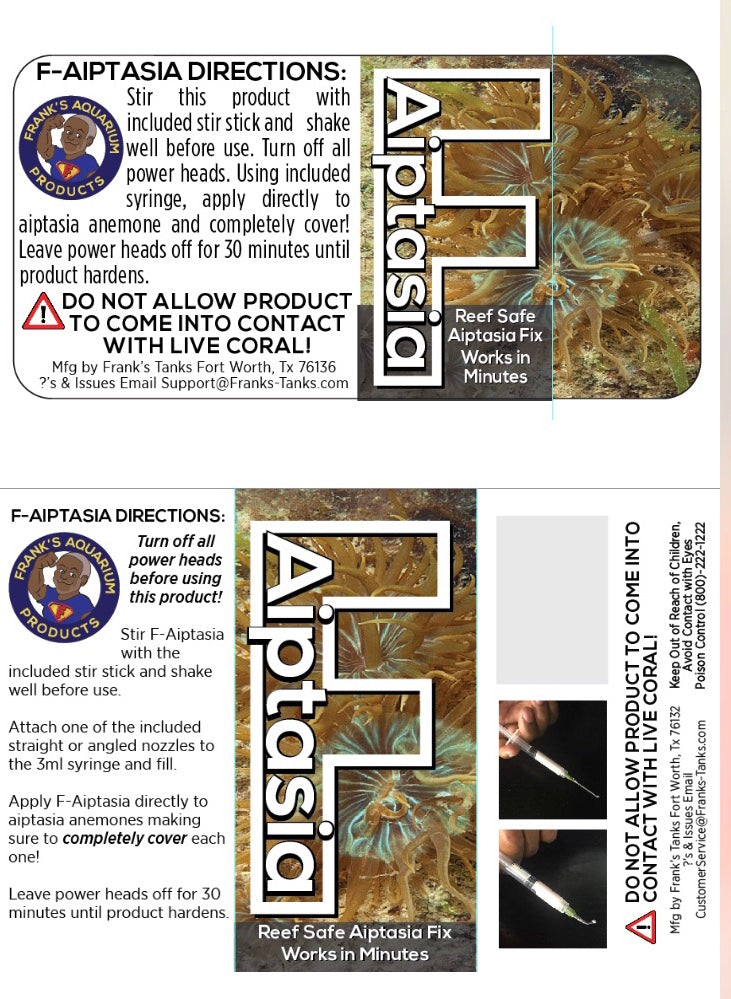 F-Aiptasia box back with the printed directions and the warning to keep it off live coral