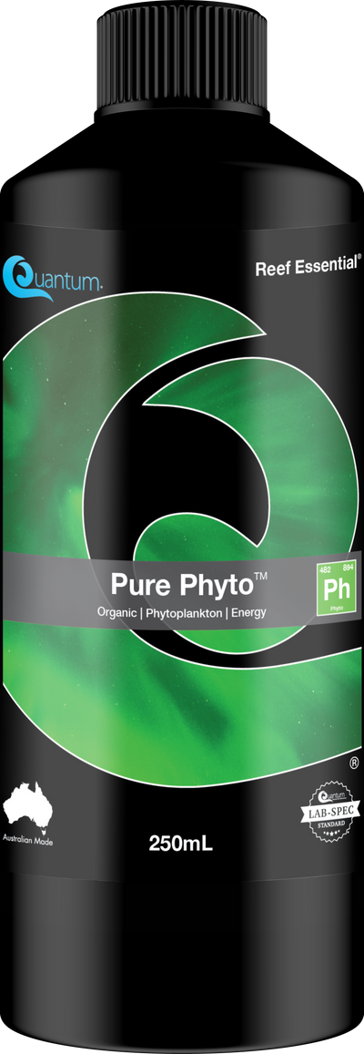 Quantum Pure Phyto 250 mL bottle, reef phytoplankton supplement with phycocyanin for corals