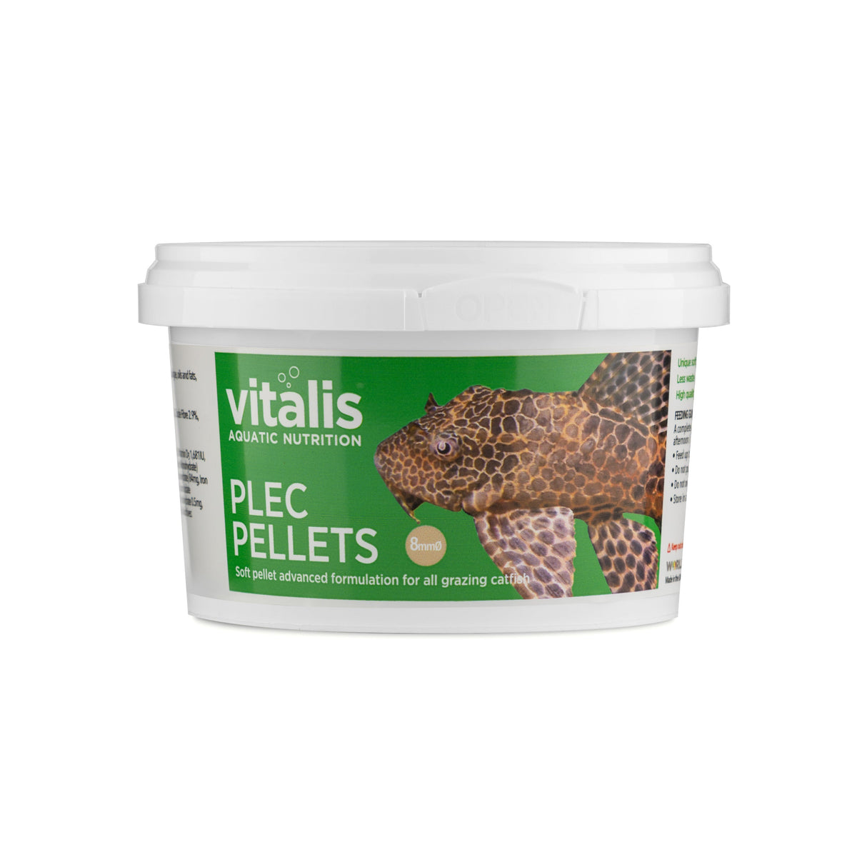 Vitalis Plec Pellets 8mm 160g pot, pleco food