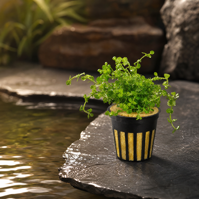 Monte Carlo (Micranthemum tweediei) live freshwater carpet plant with bright green round leaves, potted