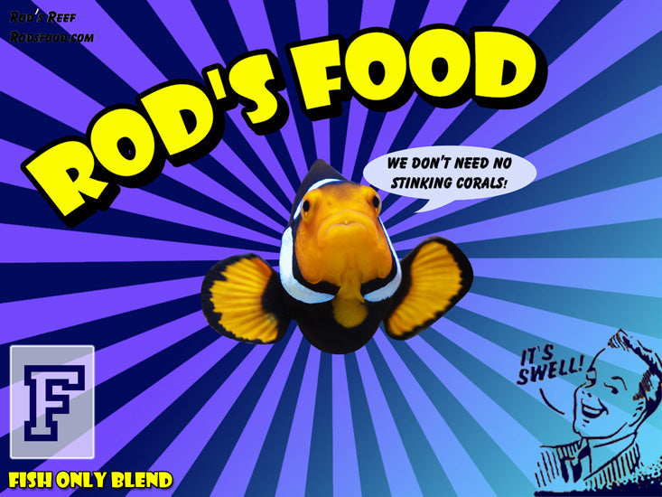 Rod's Food Frozen Fish Only Blend flat pack, frozen marine seafood and greens for fish-only aquariums