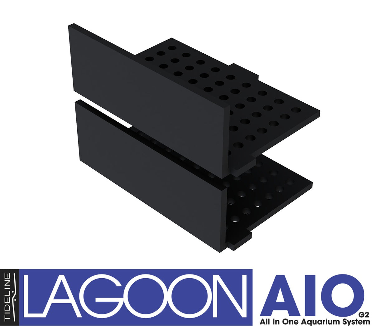Two black Tideline Flow Matrix Lagoon deep media trays, taller walls than the standard trays