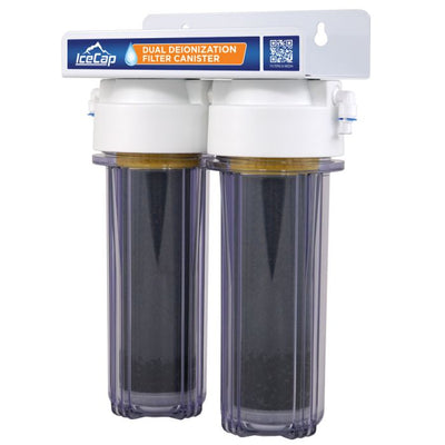 IceCap Dual DI Filter Canister - dual-chamber deionization housing for polishing RO water to 0 TDS in reef and freshwater aquariums