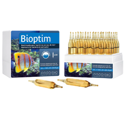 Prodibio Bioptim box with single-dose vials, aquarium bacteria nutrient and stress reducer