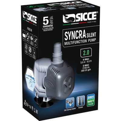 Sicce Syncra Silent 2.0 multifunction aquarium water pump retail box