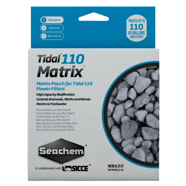 Seachem Tidal 110 Matrix biomedia pouch box, high-capacity biological filtration for aquariums up to 110 gallons