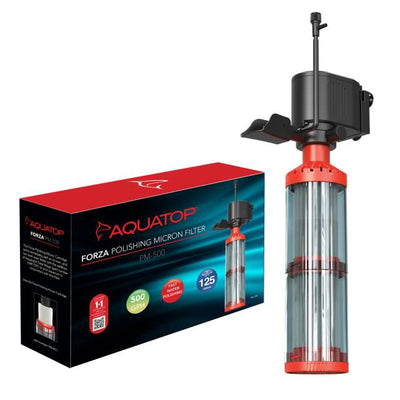 Aquatop Forza Polishing Micron Filter PM-500 - 500 GPH dual-stage submersible filter for tanks up to 120 gallons
