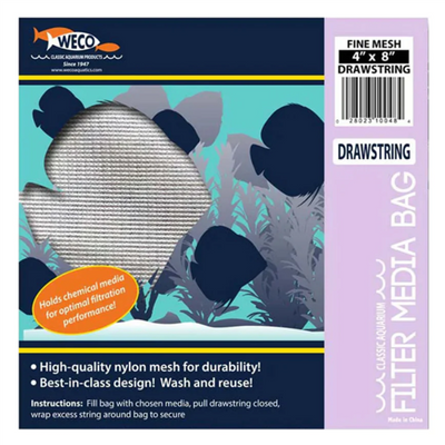 Weco fine mesh zipper media bag 4 x 8 in - reusable nylon filter bag for GFO, resin, and fine carbon
