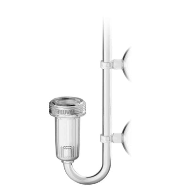 Fluval CO2 Diffuser clear acrylic body with ceramic disc and U-tube inlet, mounted with two suction cups