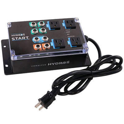 CoralVue HYDROS Start aquarium controller shown at an angle with its power cord