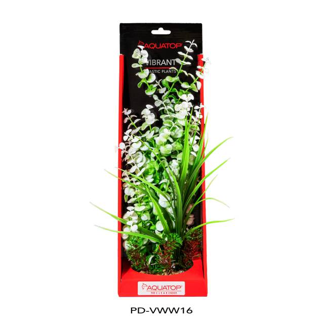 Aquatop Vibrant Wild White 16 inch artificial aquarium plant in its package