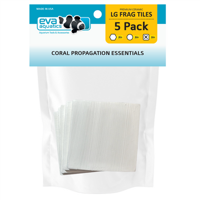 Eva Aquatics ceramic frag tile 5-pack bag, white square 3 inch coral propagation tiles
