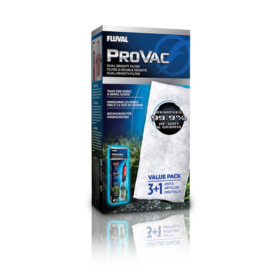 Fluval ProVac Dual Density Filter Pads value pack box, 3+1 units, removes 99.9% of dirt and debris