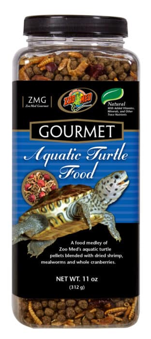 Zoo Med Gourmet Aquatic Turtle Food 11 oz jar, high protein pellet medley for growing aquatic turtles