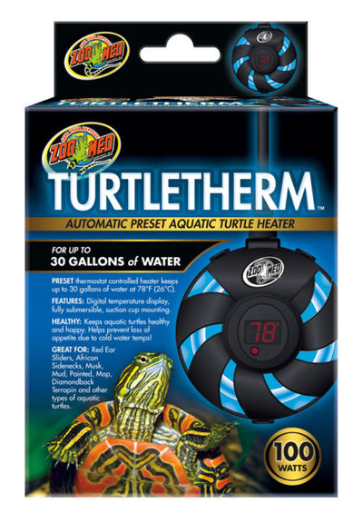 ZooMed Turtletherm 100W box, preset aquatic turtle heater for up to 30 gallons with digital temperature display