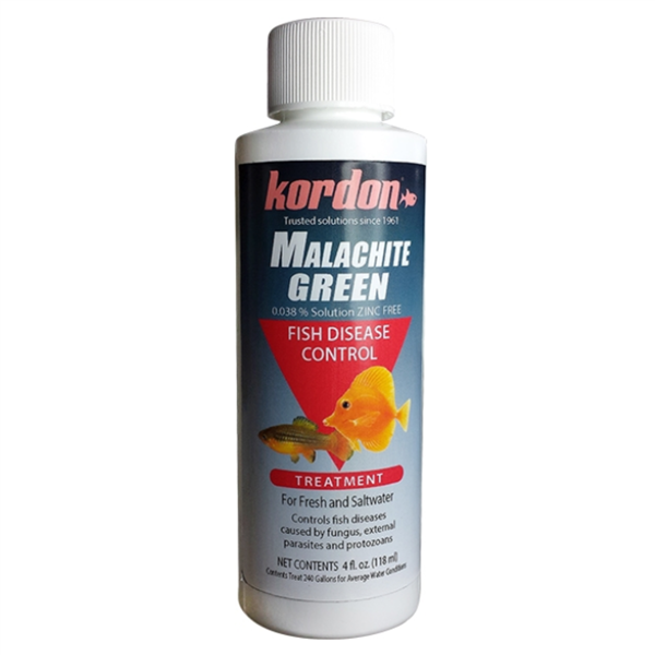 Kordon Malachite Green 4 fl oz bottle, fish disease treatment for ich, velvet, and fungus