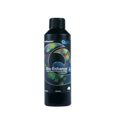 Quantum Bio-Enhance coral nutrition supplement, 250 ml bottle, builds coral tissue and vitality