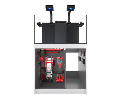 Red Sea REEFER MAX 250 G3 reef aquarium system with White cabinet stand