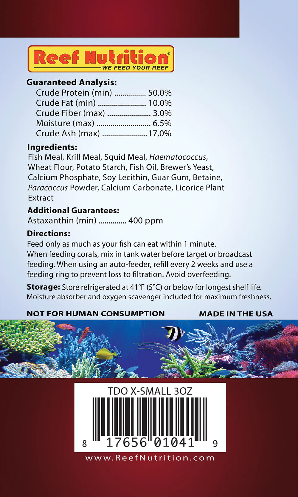 Reef Nutrition – TDO-C1 Chroma BOOST Extra-Small Granule Fish Food – 3 oz