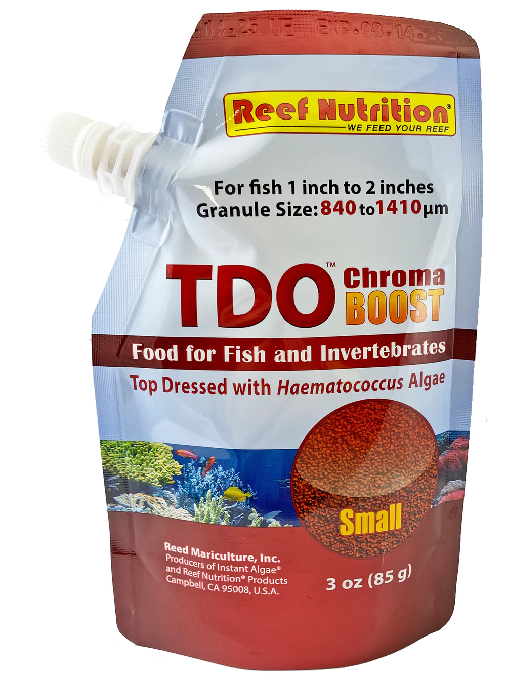Reef Nutrition – TDO-C2 Chroma BOOST Small Granule Fish Food – 3 oz