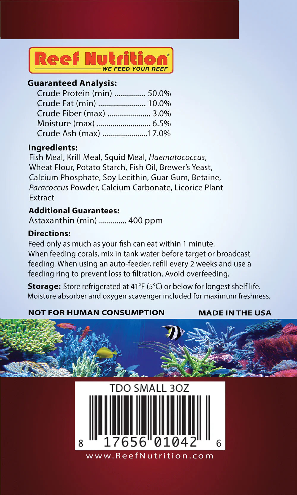 Reef Nutrition – TDO-C2 Chroma BOOST Small Granule Fish Food – 3 oz