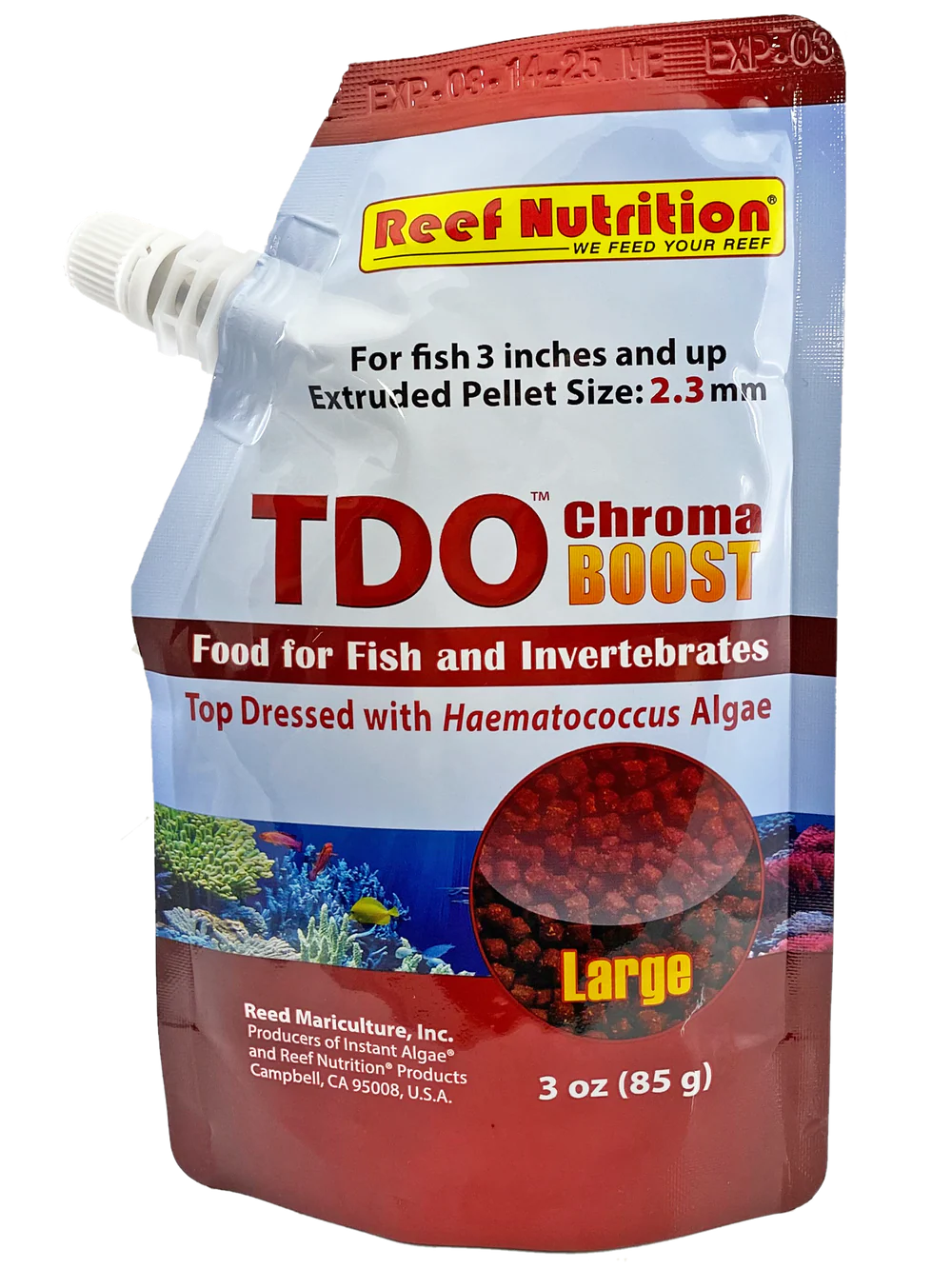 Reef Nutrition – TDO-EP2 Chroma BOOST Large Pellet Fish Food – 3 oz