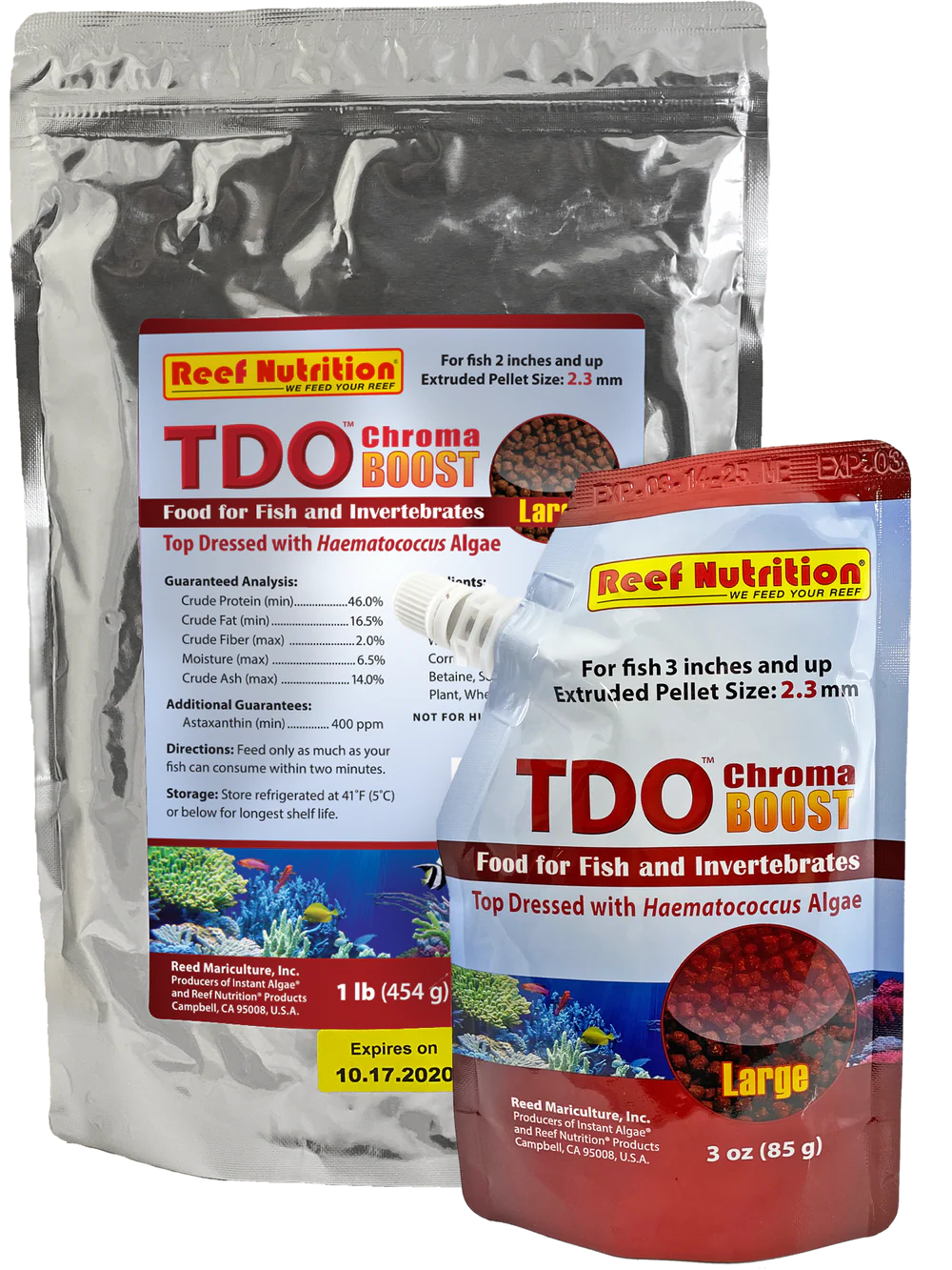 Reef Nutrition – TDO-EP2 Chroma BOOST Large Pellet Fish Food – 3 oz