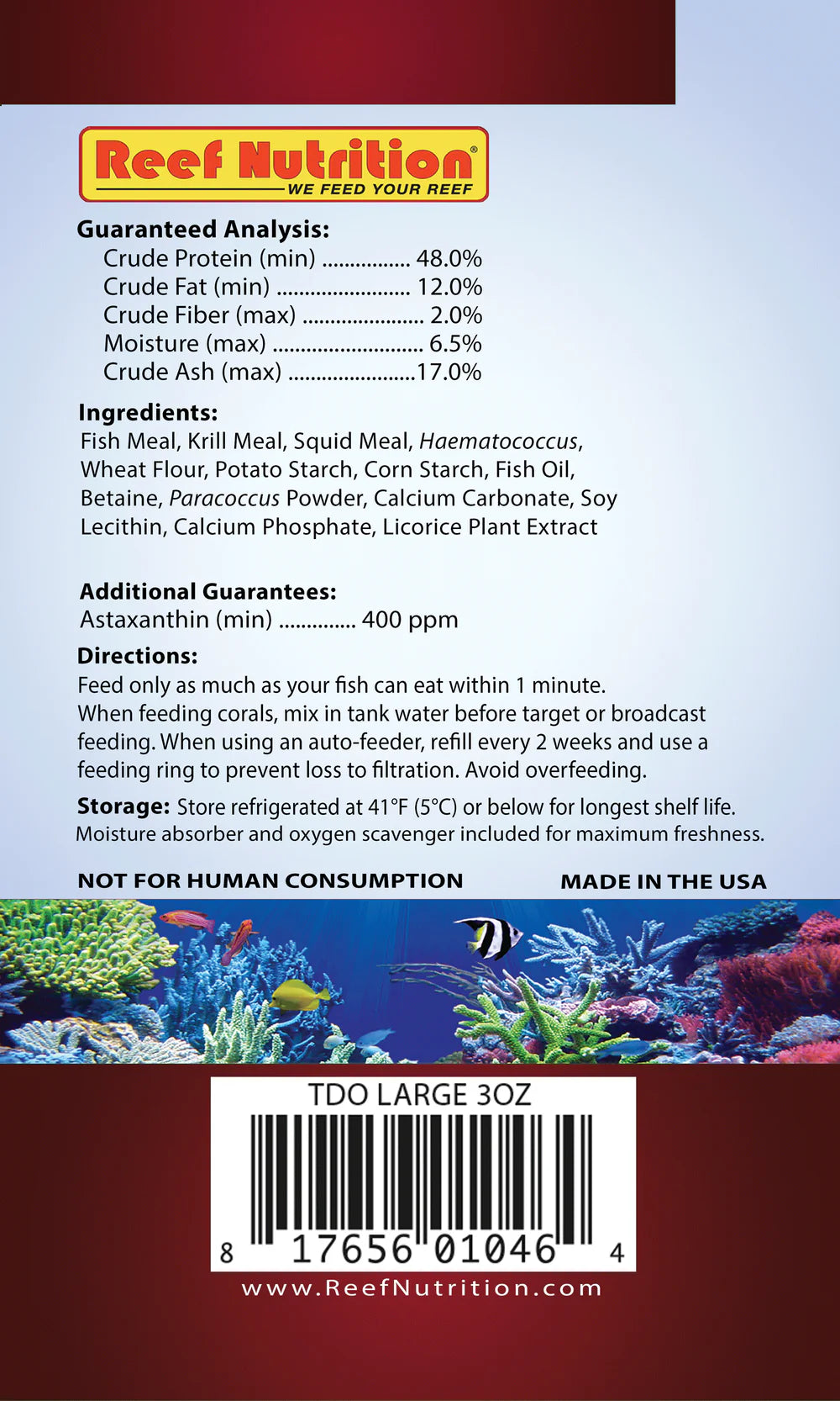 Reef Nutrition – TDO-EP2 Chroma BOOST Large Pellet Fish Food – 3 oz