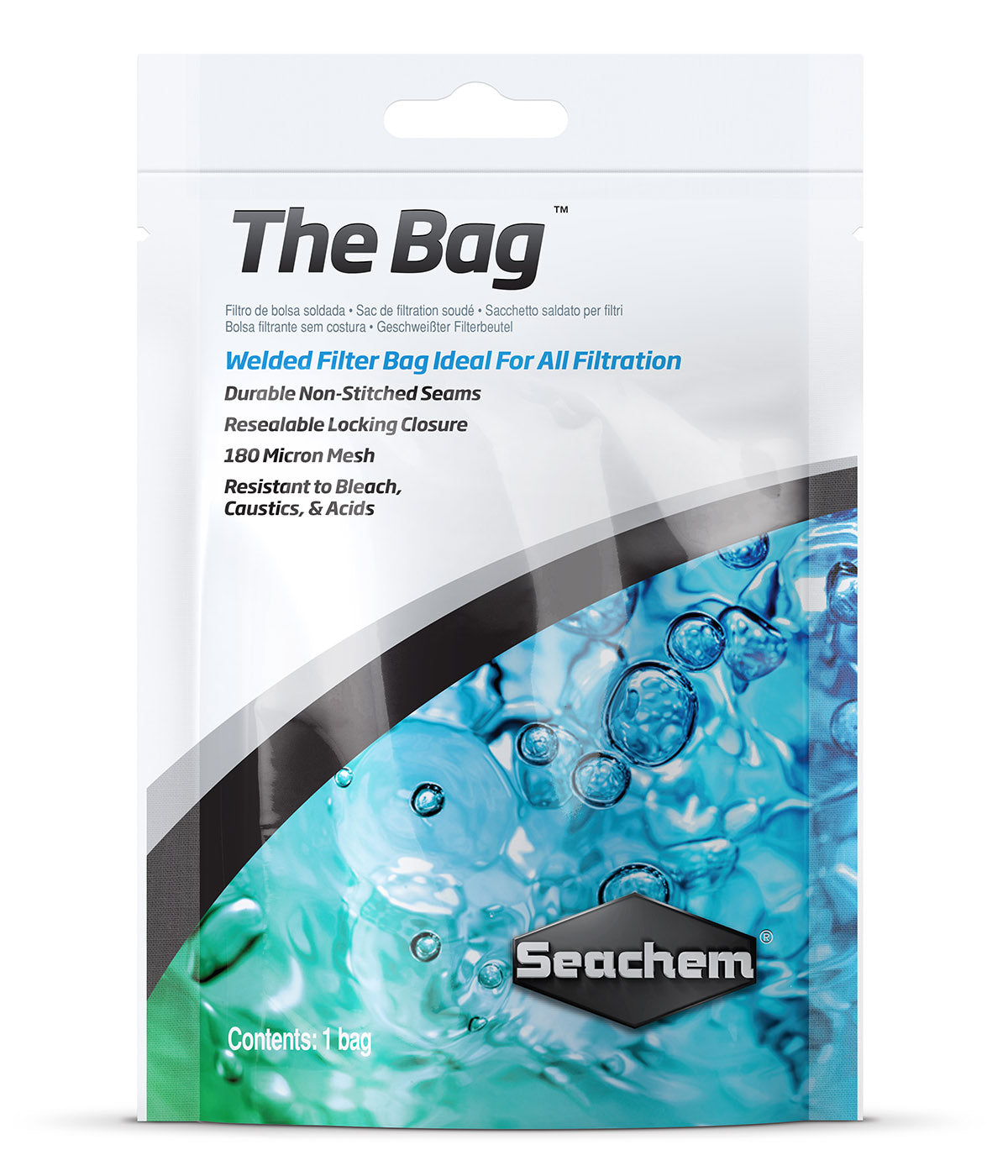 Seachem The Bag welded 180 micron reusable filter media bag packaging
