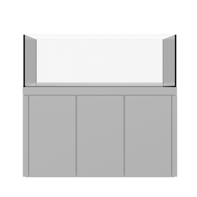 Tideline Crystaline G2 Show Kit 60x24 rimless 130-gallon aquarium on White cabinet stand