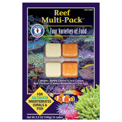 San Francisco Bay Brand Reef Multi-Pack frozen food, 3.5 oz 24-cube pack with four varieties for saltwater fish, corals, and invertebrates