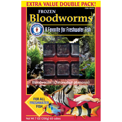 San Francisco Bay Brand Frozen Bloodworms 200 g Extra Value Double Pack box, 60 cubes of Chironomus plumosus for freshwater fish