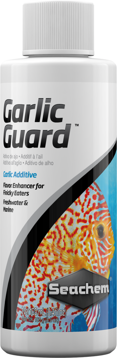 Seachem GarlicGuard garlic feeding stimulant and flavor enhancer bottle