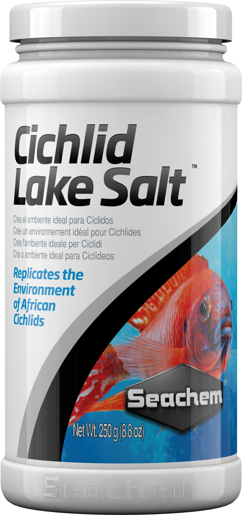 Seachem Cichlid Lake Salt 250 g jar, net weight 250 g (8.8 oz)