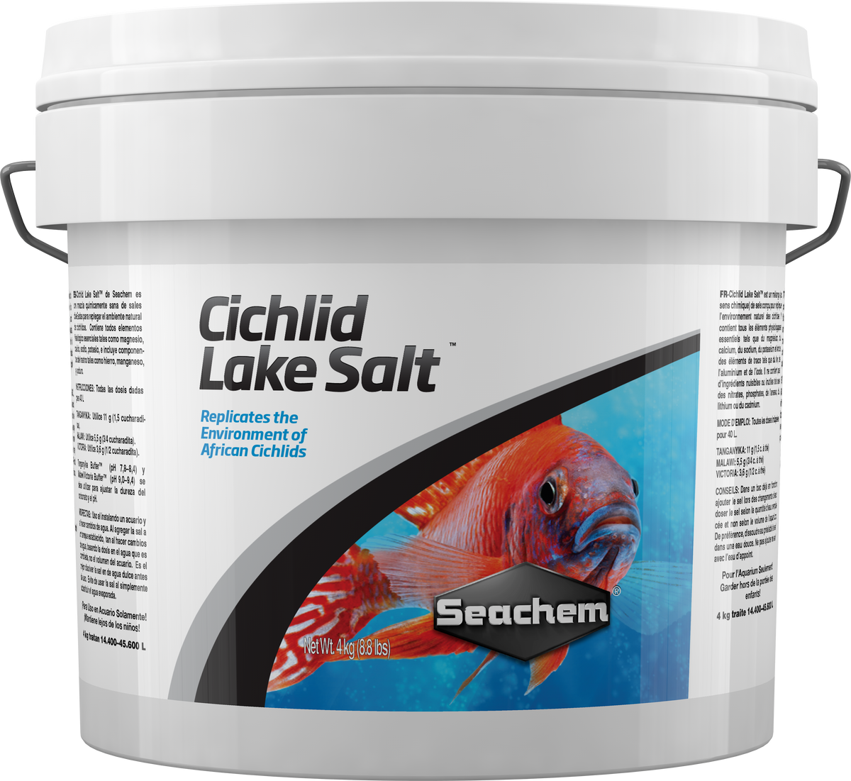 Seachem Cichlid Lake Salt 4 kg bucket with handle, net weight 4 kg (8.8 lbs)