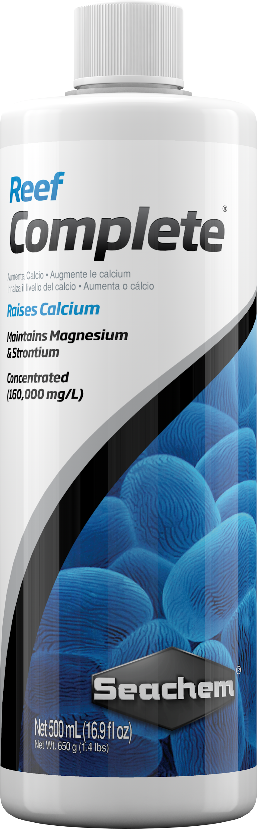 Seachem Reef Complete reef calcium supplement, 500 mL bottle, front label