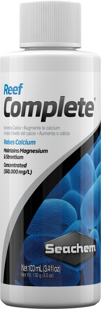 Seachem Reef Complete reef calcium supplement, 100 mL bottle, front label