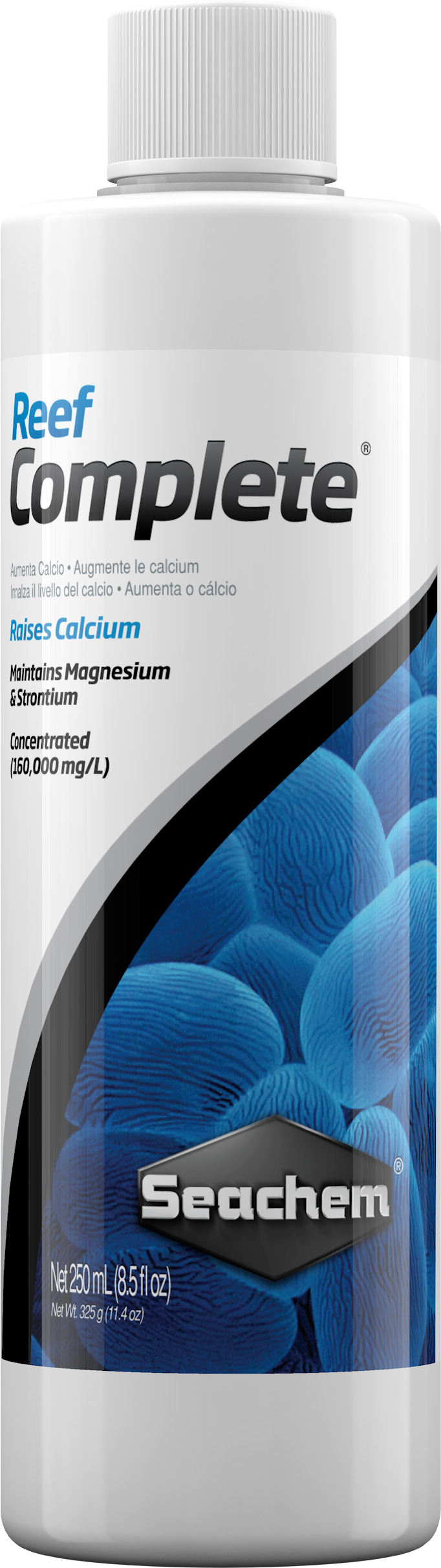 Seachem Reef Complete reef calcium supplement, 250 mL bottle, front label