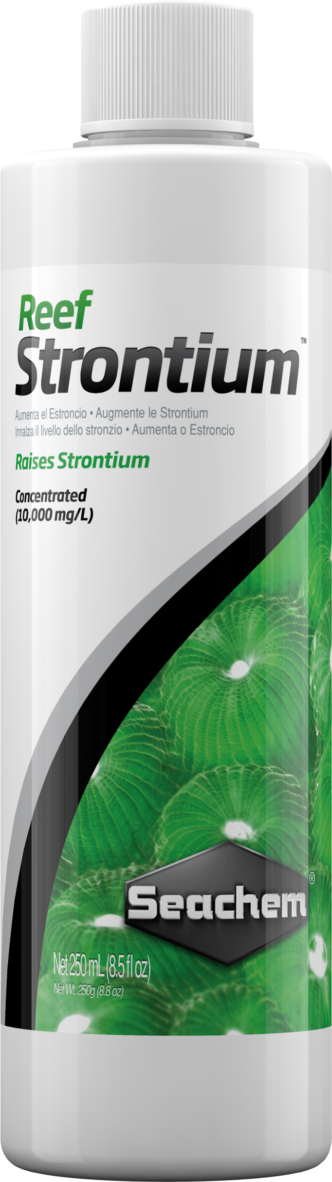 Seachem Reef Strontium 250 mL bottle, strontium supplement for coral and coralline growth