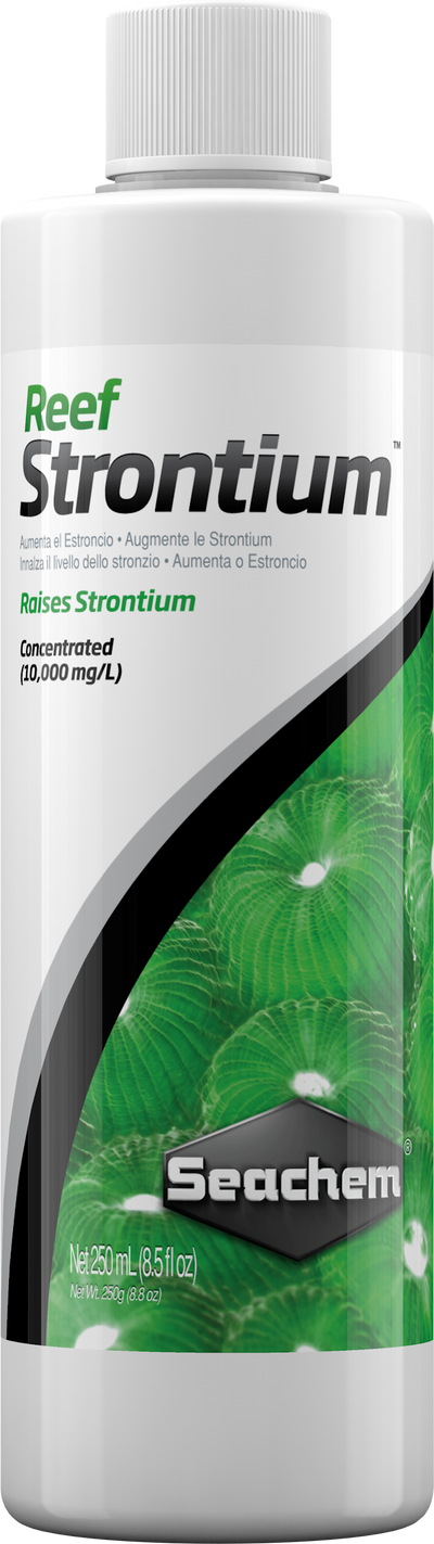 Seachem Reef Strontium 250 mL bottle, strontium supplement for coral and coralline growth