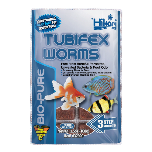 Hikari Bio-Pure Frozen Tubifex Worms 3.5 oz 32-cube pack, front of package