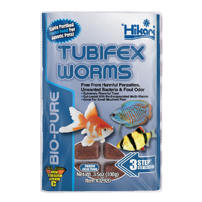 Hikari Bio-Pure Frozen Tubifex Worms 3.5 oz 32-cube pack, front of package
