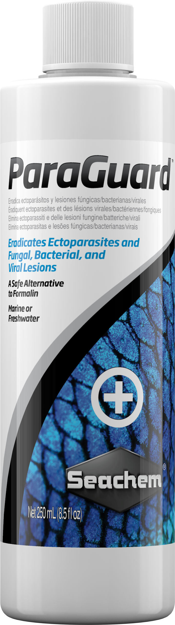 Seachem ParaGuard 250 mL bottle, parasite and fungus treatment for fresh and saltwater fish